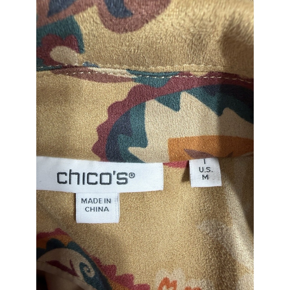 Chicos M Floral Zip Jacket Colorful Stretch New Fall Winter - Picture 4 of 7